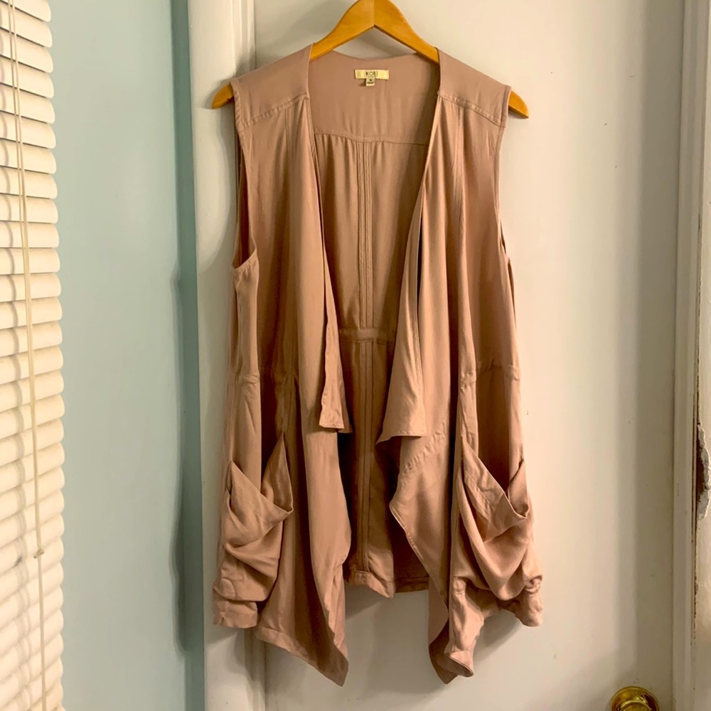 Kori America Dusty Rose Pink Asymmetrical Open Vest With Pockets Size Medium